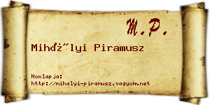 Mihályi Piramusz névjegykártya
